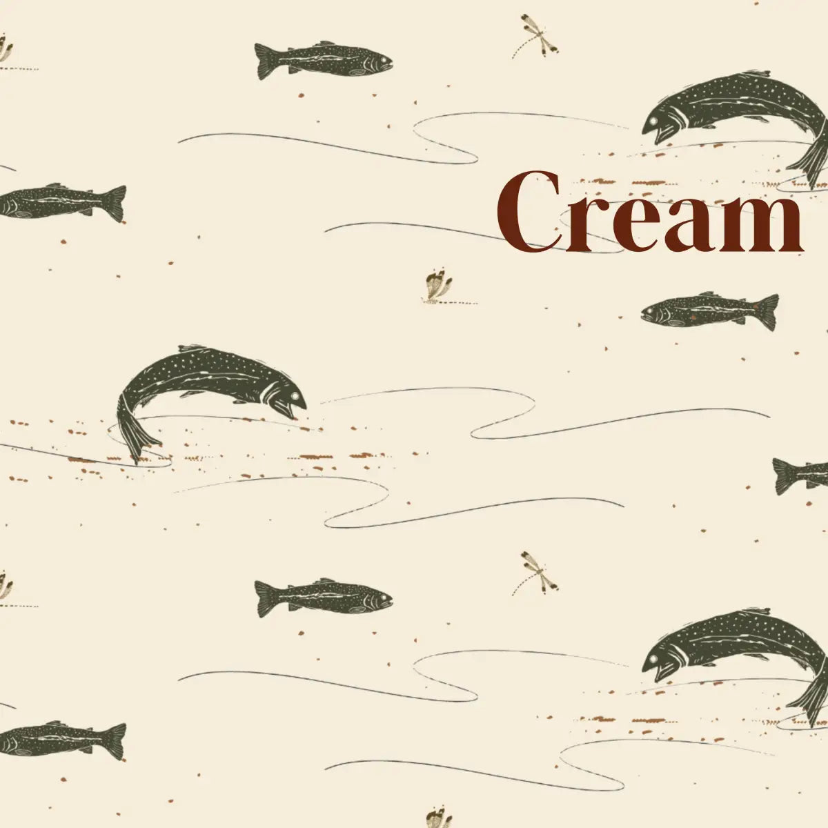 Trout Wallpaper - Fish Lake - by Cassandra Zaniboni - Sample 1 foot by 1 foot / Cream - Loomwell Home Goods