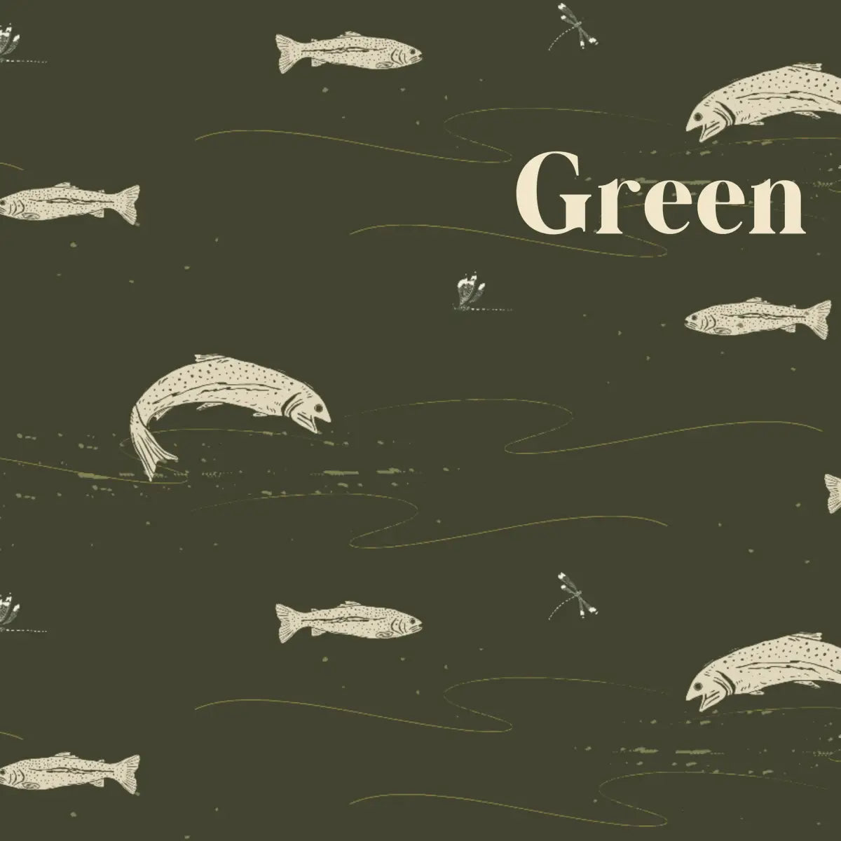 Trout Wallpaper - Fish Lake - by Cassandra Zaniboni - Sample 1 foot by 1 foot / Green - Loomwell Home Goods