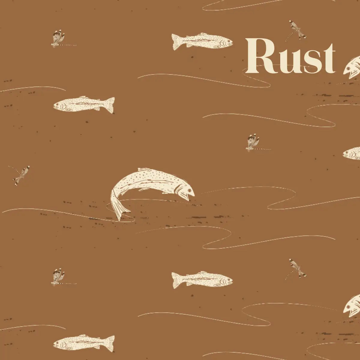 Trout Wallpaper - Fish Lake - by Cassandra Zaniboni - Sample 1 foot by 1 foot / Rust - Loomwell Home Goods