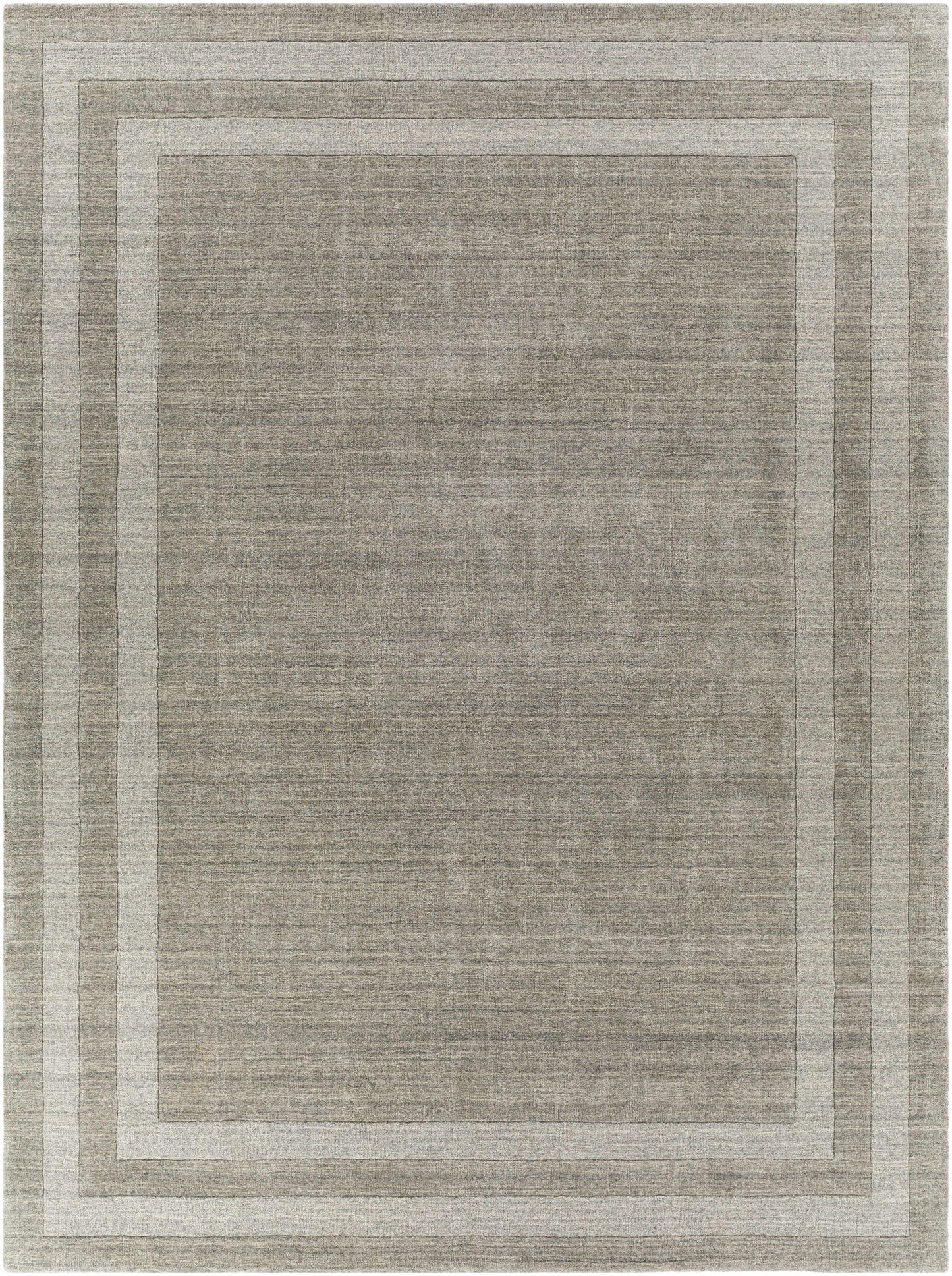 Gray Wool Blend Area Rug with Border - * 8’ x 11’ Rectangle - Boutique Rugs