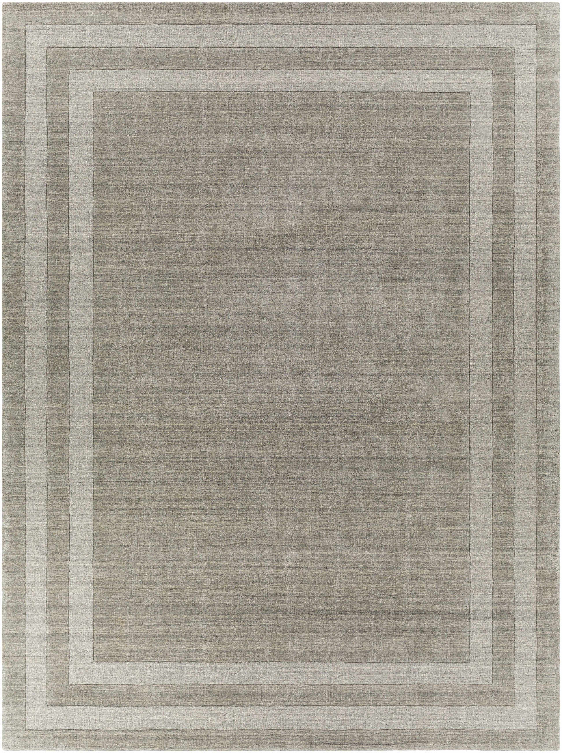 Gray Wool Blend Area Rug with Border - * 8’ x 11’ Rectangle - Boutique Rugs