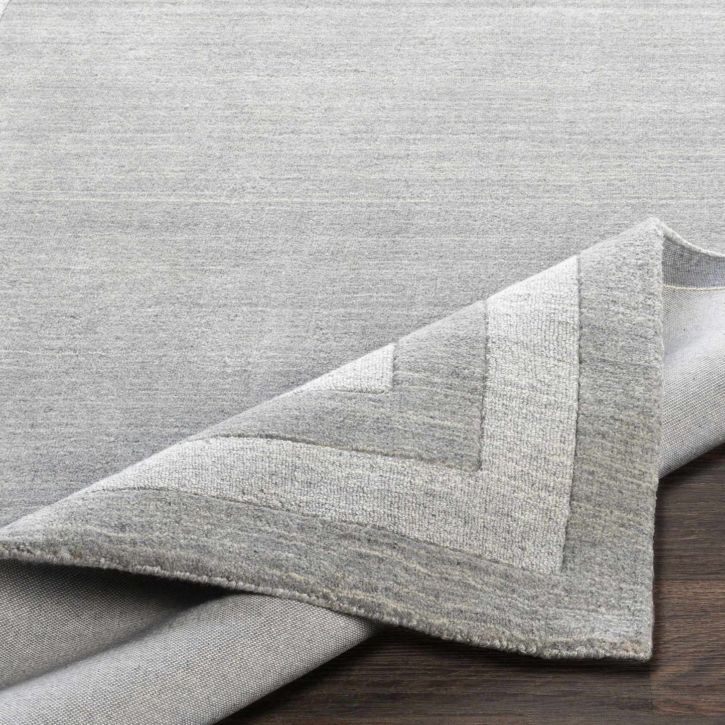 Gray Wool Blend Area Rug with Border - Boutique Rugs