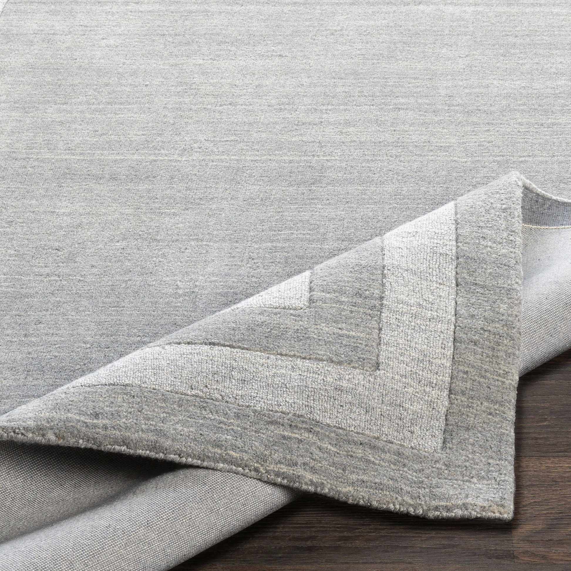 Gray Wool Blend Area Rug with Border - Boutique Rugs