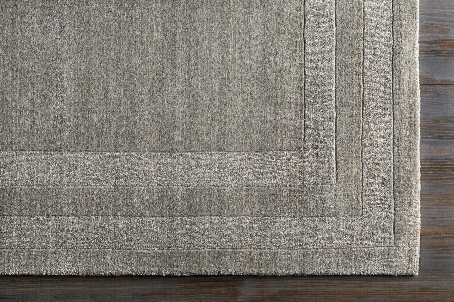 Gray Wool Blend Area Rug with Border - Boutique Rugs