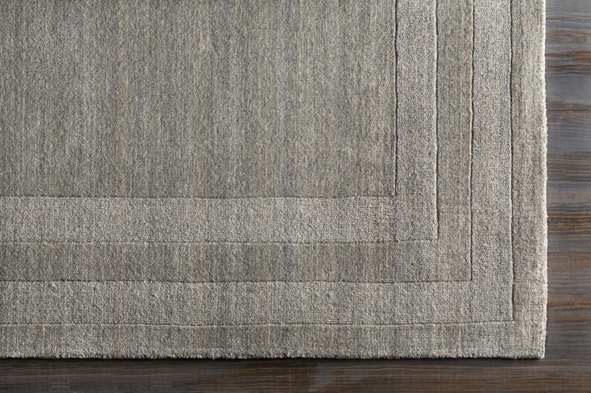 Gray Wool Blend Area Rug with Border - Boutique Rugs