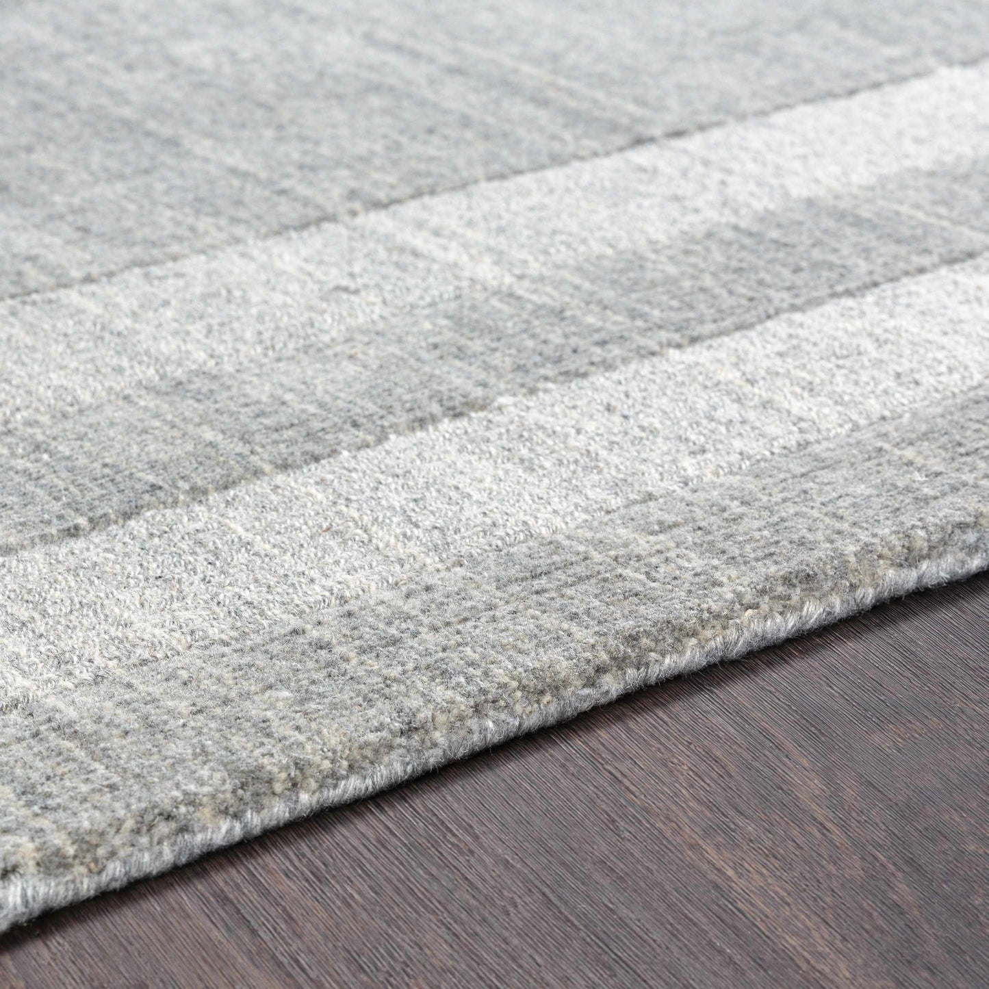 Gray Wool Blend Area Rug with Border - Boutique Rugs