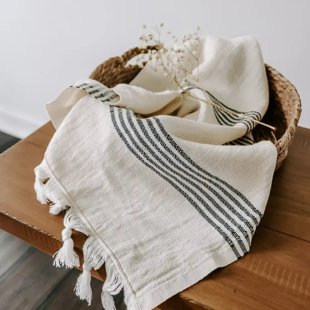 Turkish Cotton + Bamboo Hand Towel - Multi Stripes - Sweet Water Decor