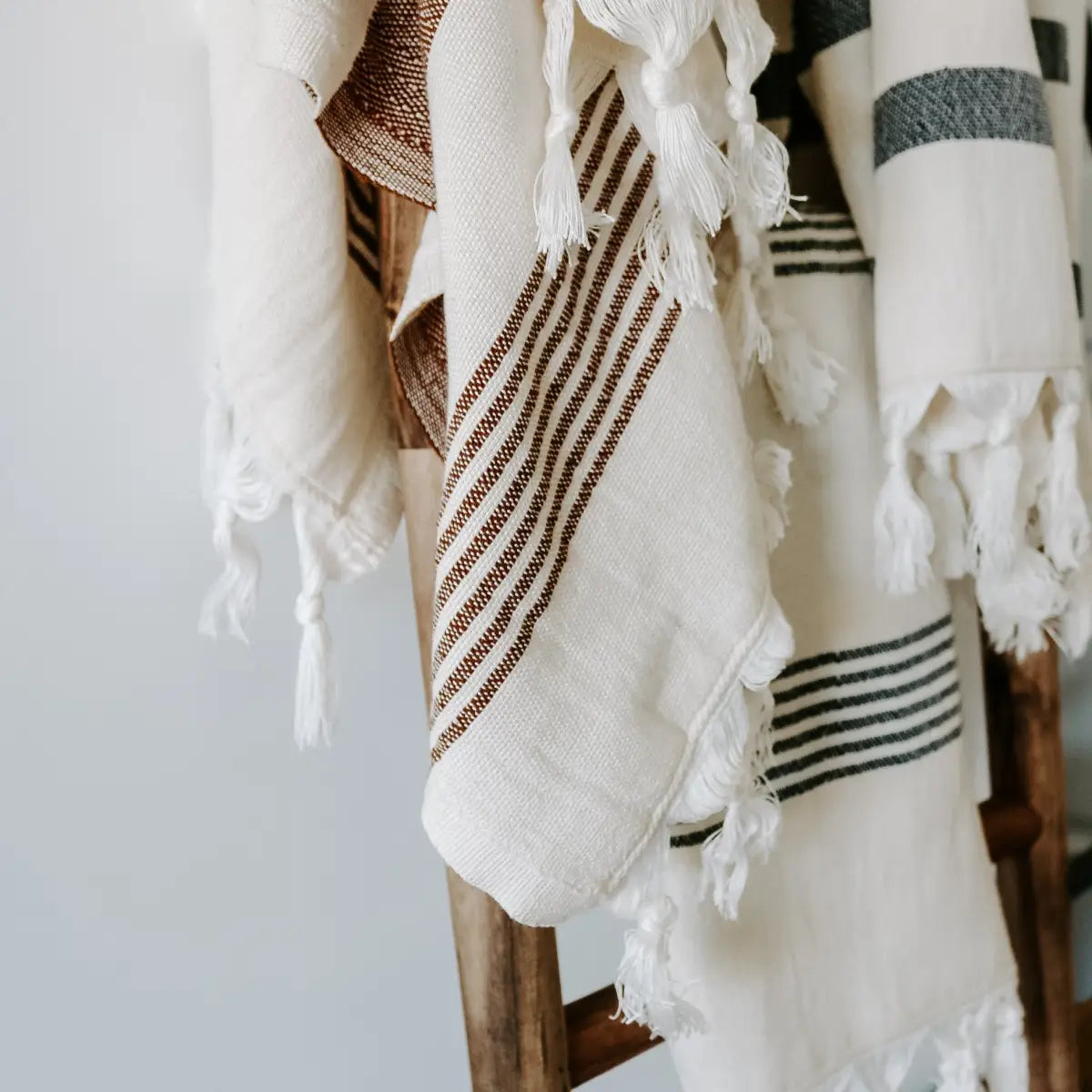 Turkish Cotton + Bamboo Hand Towel - Multi Stripes - Sweet Water Decor