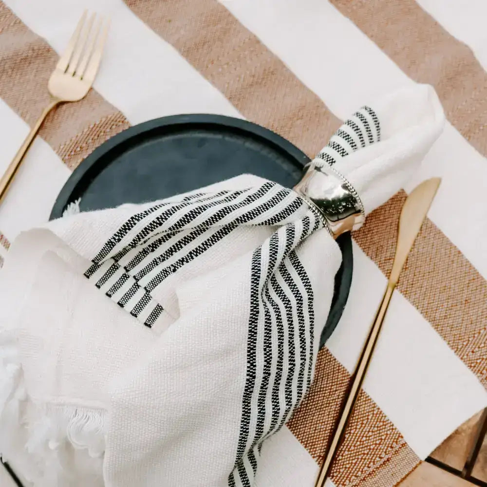 Turkish Cotton + Bamboo Hand Towel - Multi Stripes - Sweet Water Decor