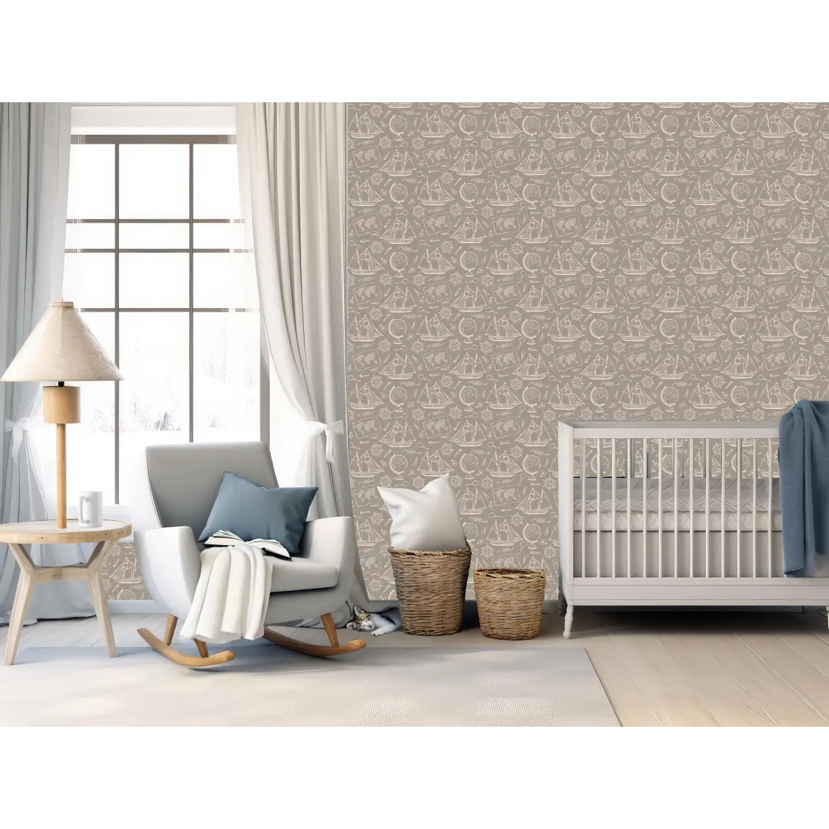 Turner Wallpaper - Ships for Coastal Kids - by Aminah Eleonora - Loomwell Home Goods