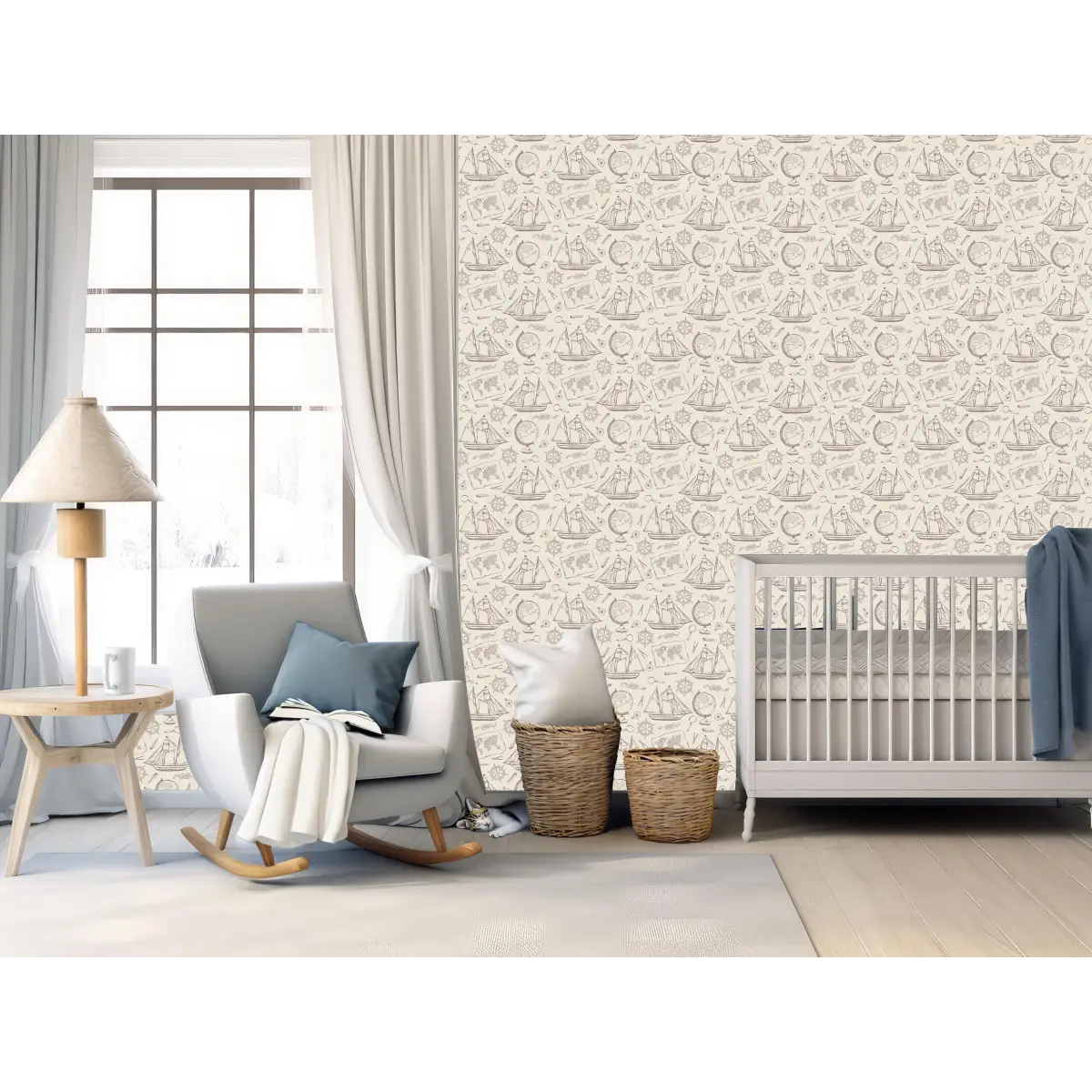 Turner Wallpaper - Ships for Coastal Kids - by Aminah Eleonora - Loomwell Home Goods