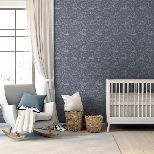 Turner Wallpaper - Ships for Coastal Kids - by Aminah Eleonora - Loomwell Home Goods