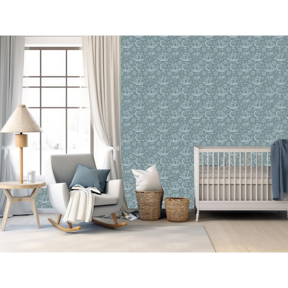 Turner Wallpaper - Ships for Coastal Kids - by Aminah Eleonora - Loomwell Home Goods