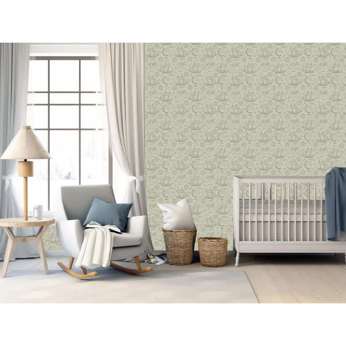Turner Wallpaper - Ships for Coastal Kids - by Aminah Eleonora - Loomwell Home Goods