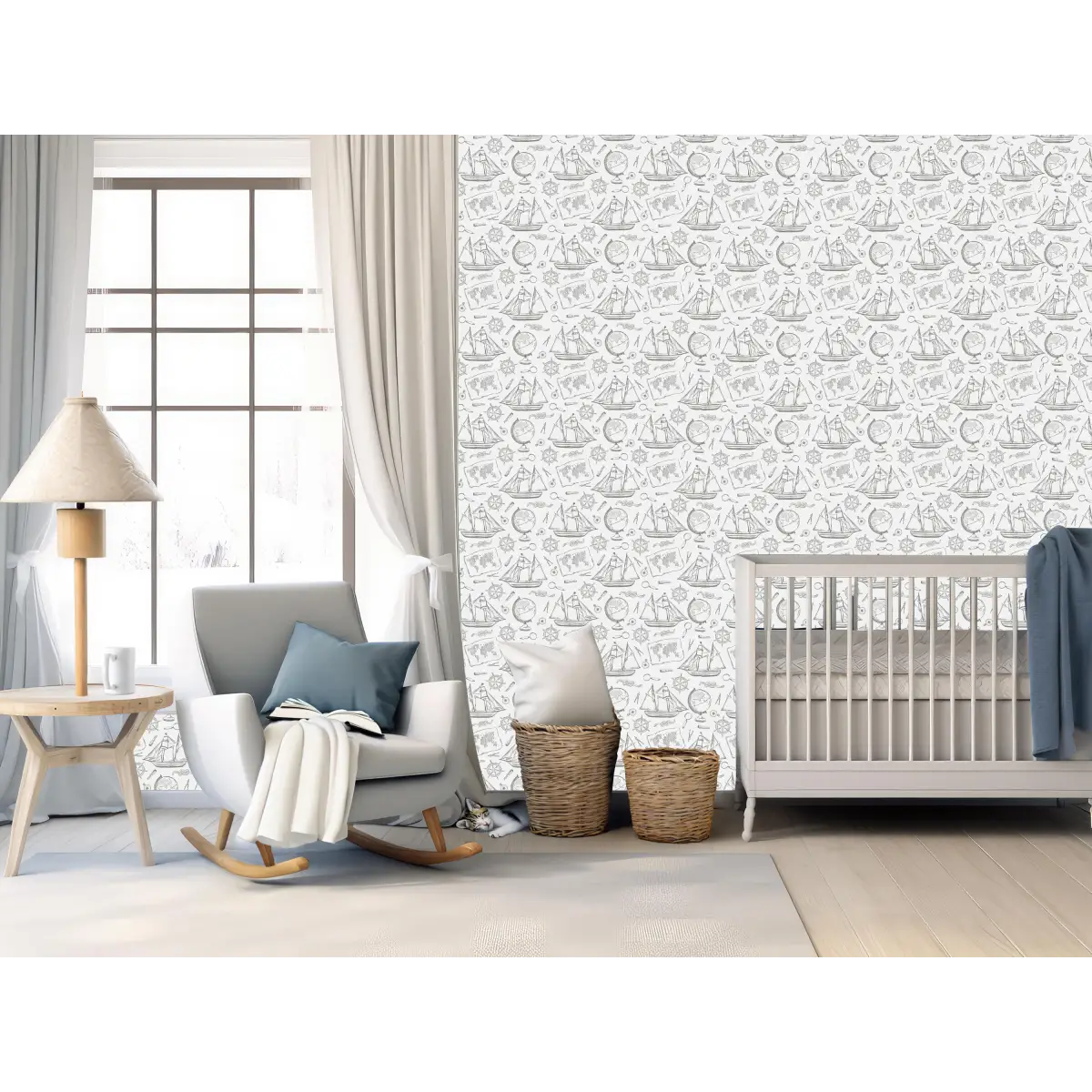 Turner Wallpaper - Ships for Coastal Kids - by Aminah Eleonora - Loomwell Home Goods