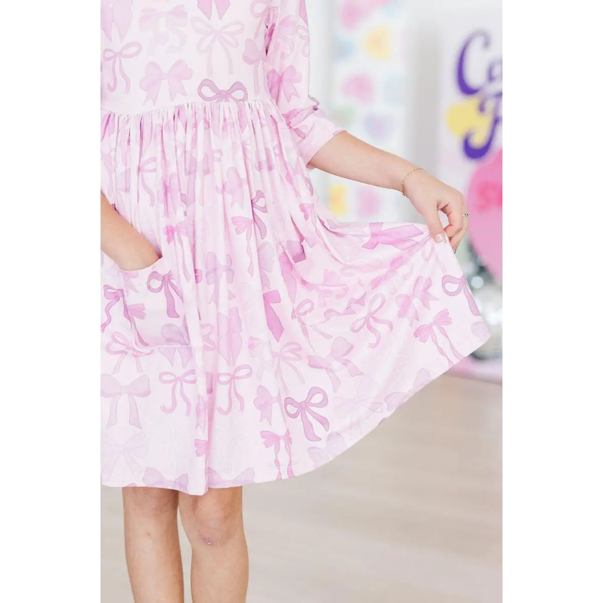 Pocket Twirl Dress - Twinkle Ties - Pink Bows - Mila & Rose ®
