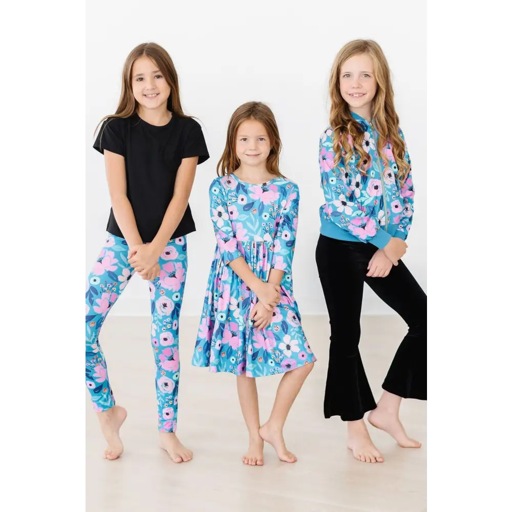 Twirling in Teal Satin Jacket - Mila & Rose ®