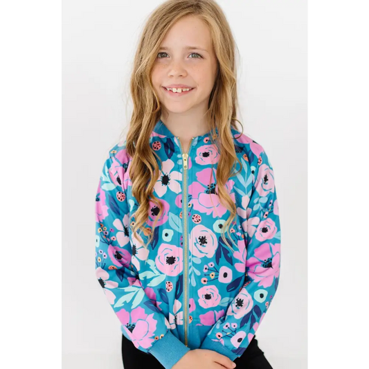 Twirling in Teal Satin Jacket - Mila & Rose ®