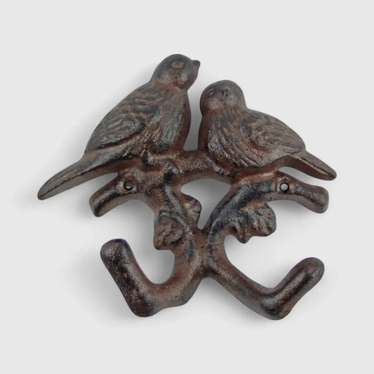 Birds Wall Hook - Cast Iron for Coat Keys or Towels - Iron & Blossom
