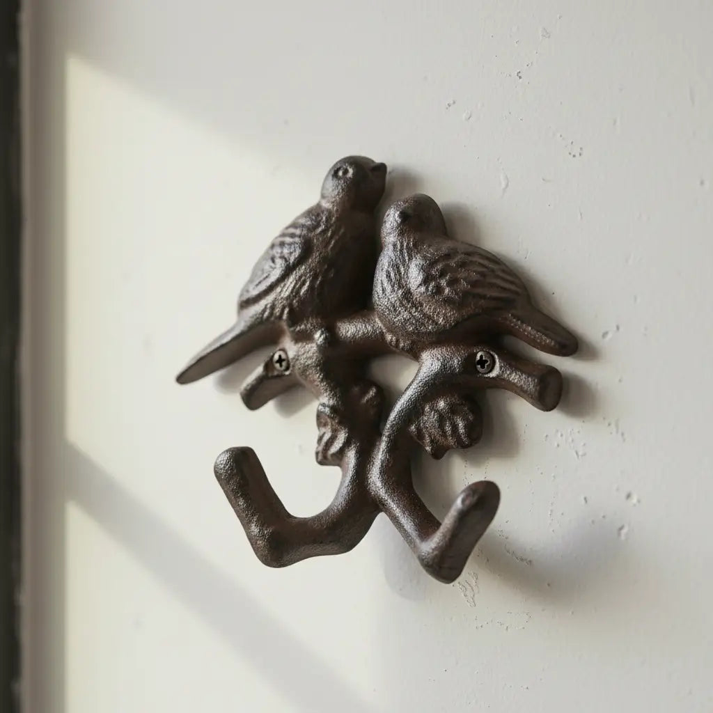 Birds Wall Hook - Cast Iron for Coat Keys or Towels - Iron & Blossom
