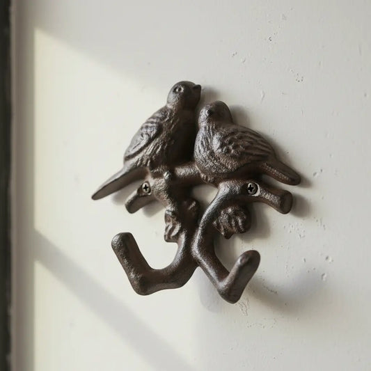 Birds Wall Hook - Cast Iron for Coat Keys or Towels - Iron & Blossom