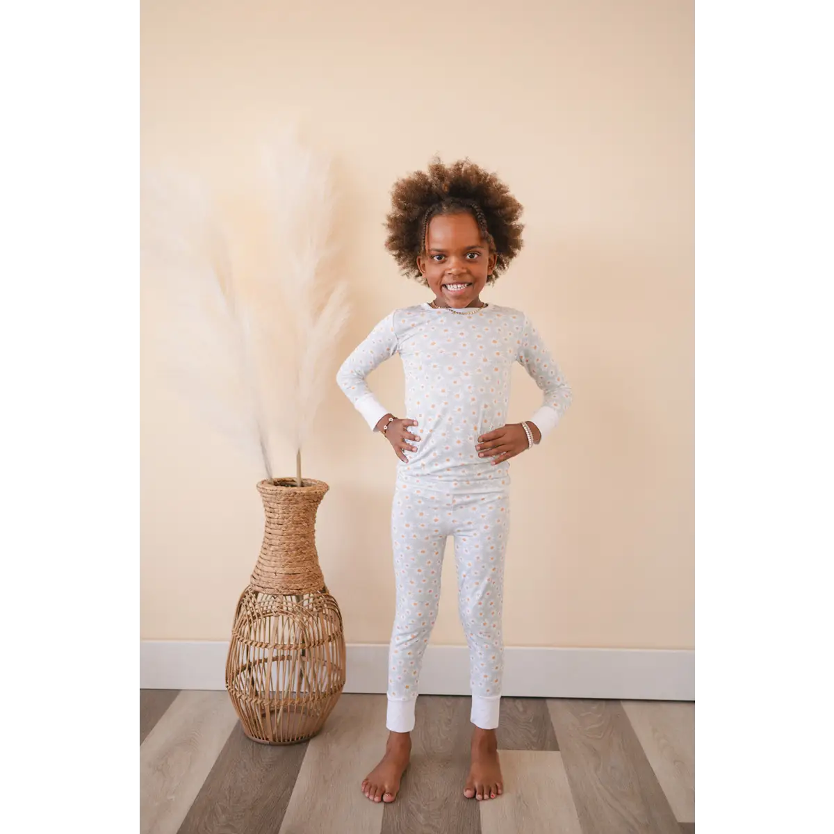 Two-Piece Pajama Set - Blue Daisy - Harp Angel Boutique