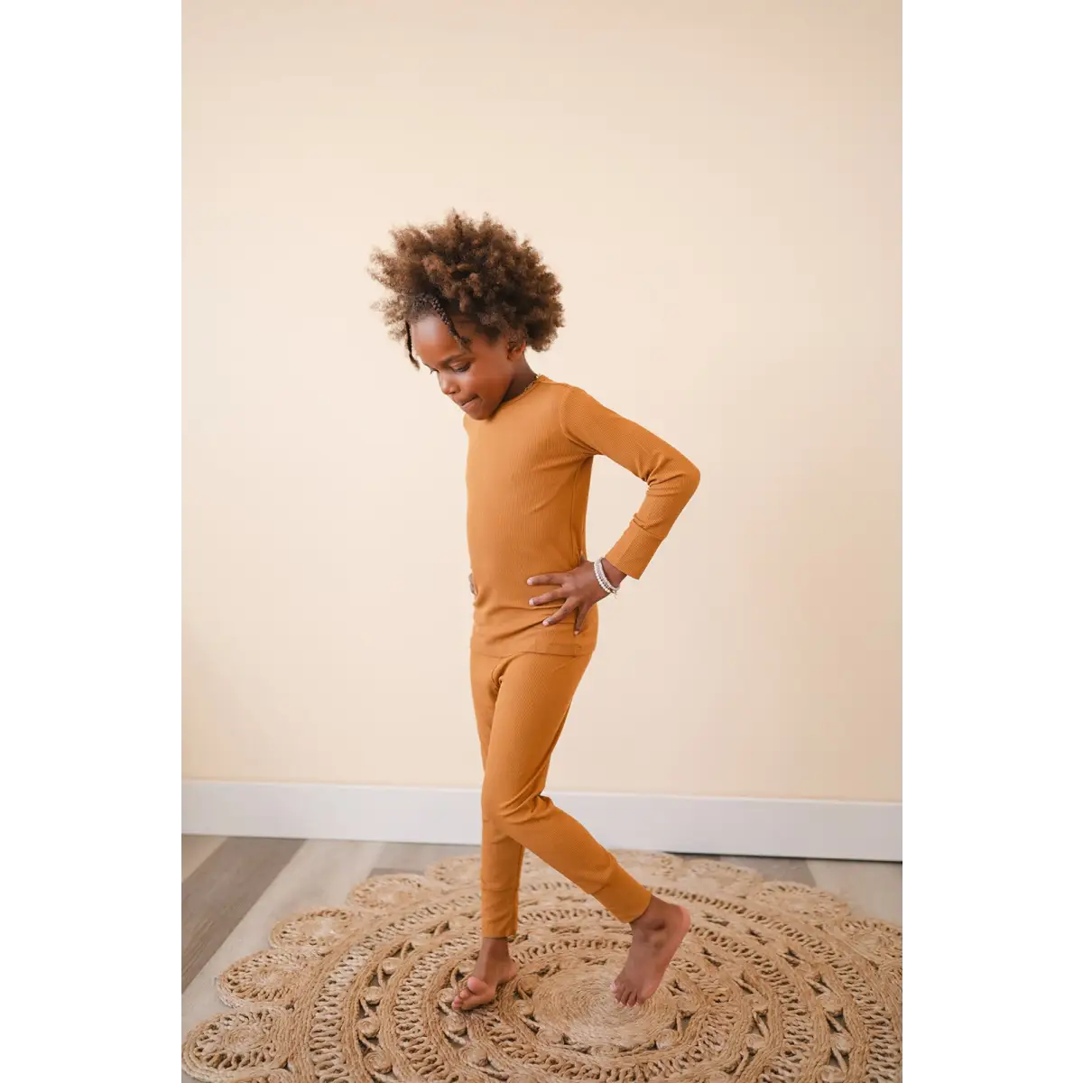 Two-Piece Pajama Set - Caramel Ribbed - Harp Angel Boutique