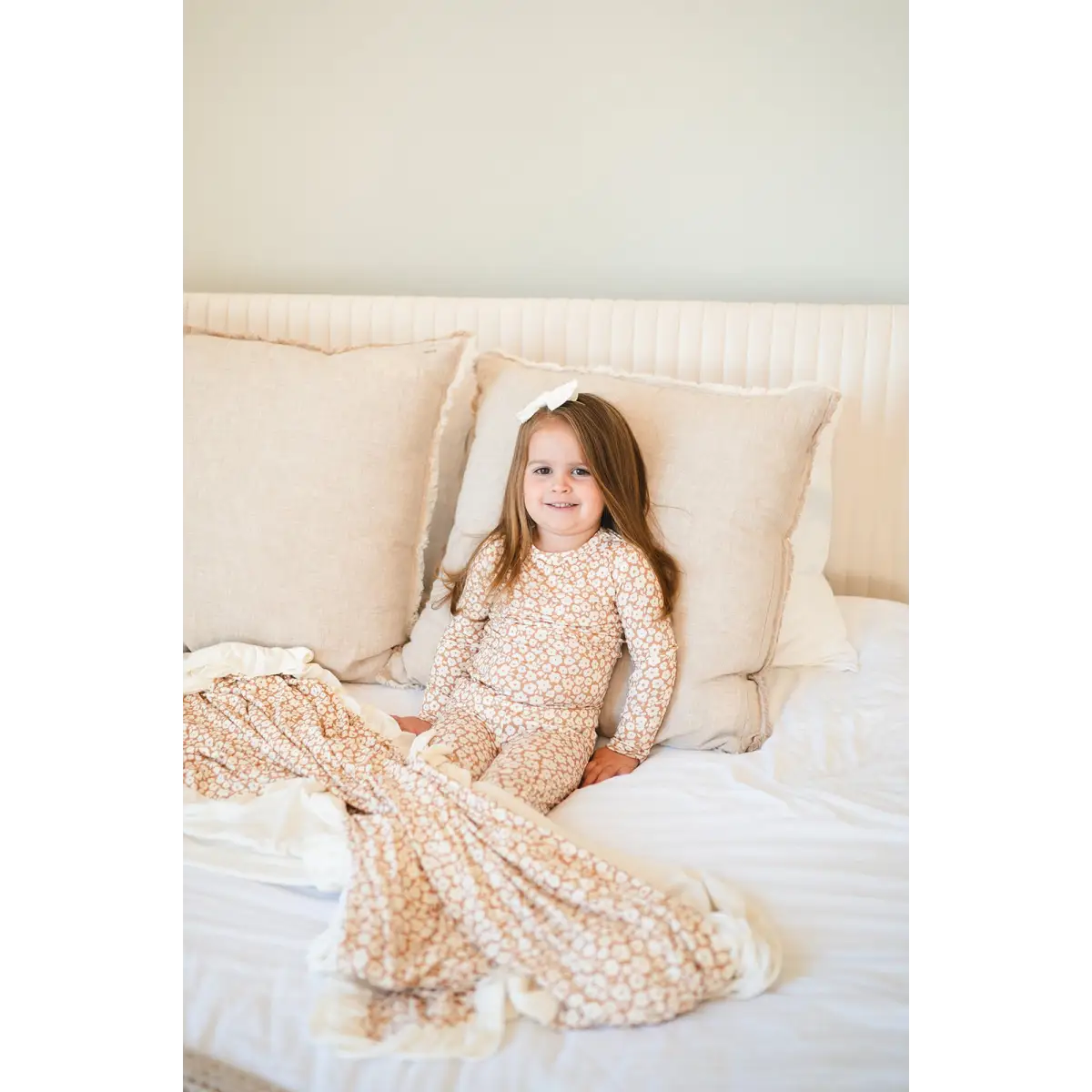 Two-Piece Pajama Set - Mocha Ditsy - Harp Angel Boutique