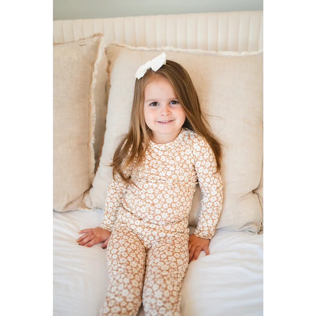 Two-Piece Pajama Set - Mocha Ditsy - Harp Angel Boutique