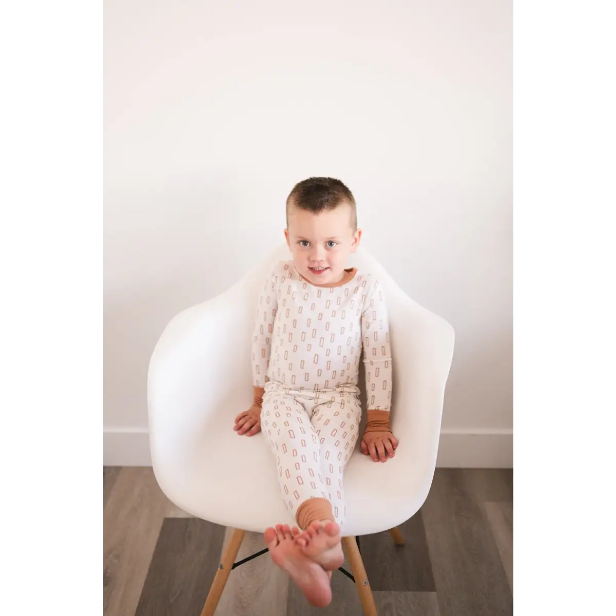 Two-Piece Pajama Set - Neutral Rectangles - Harp Angel Boutique
