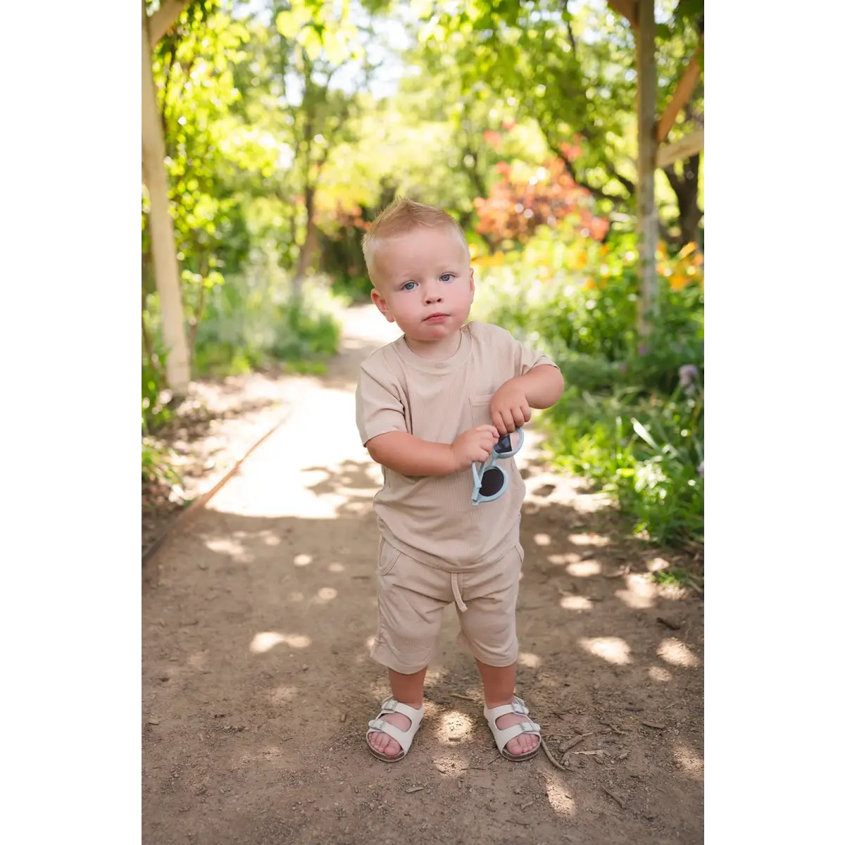 Two-Piece Ribbed Short Set - Tan - Harp Angel Boutique