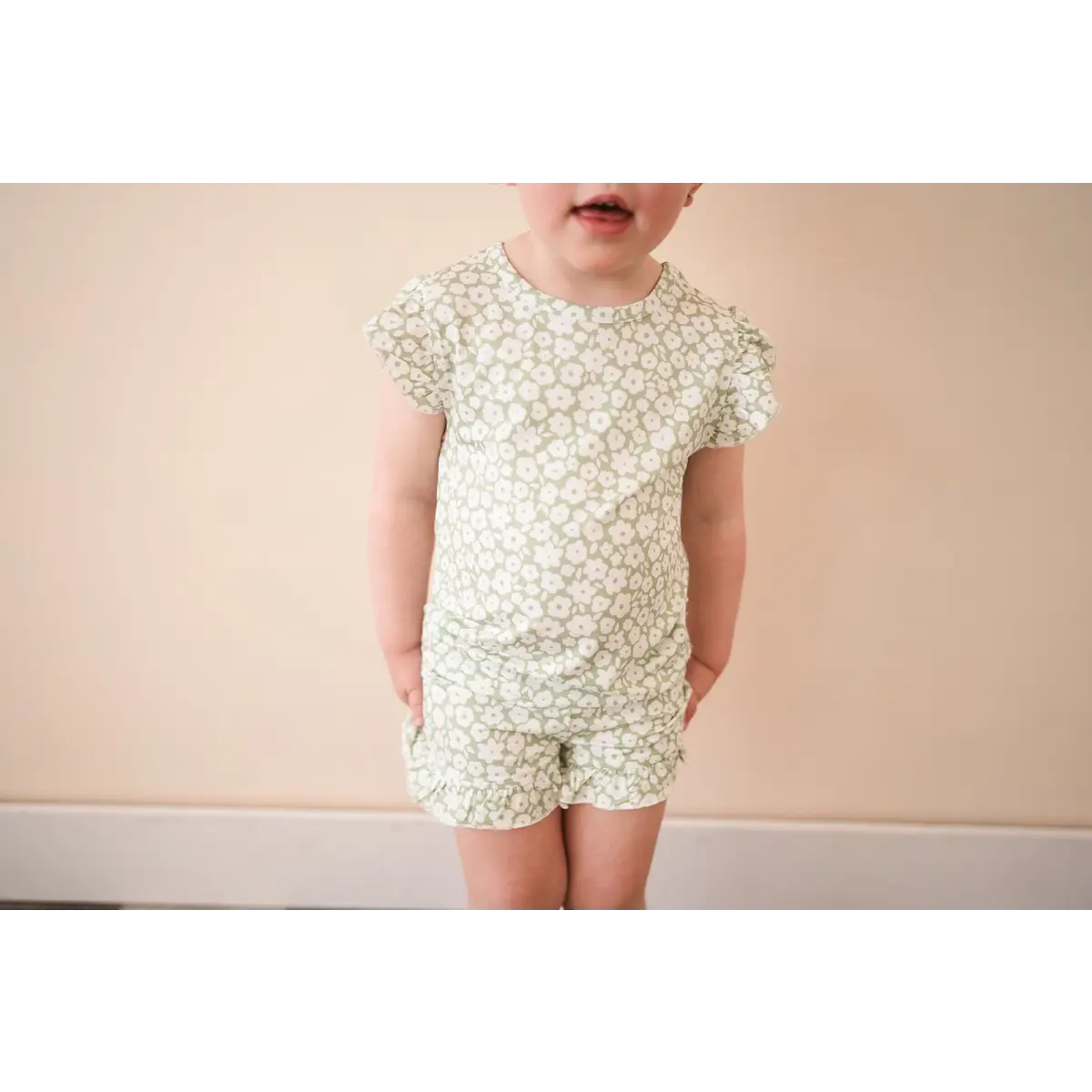 Two-Piece Short Set - Sage Ditsy Floral - Harp Angel Boutique