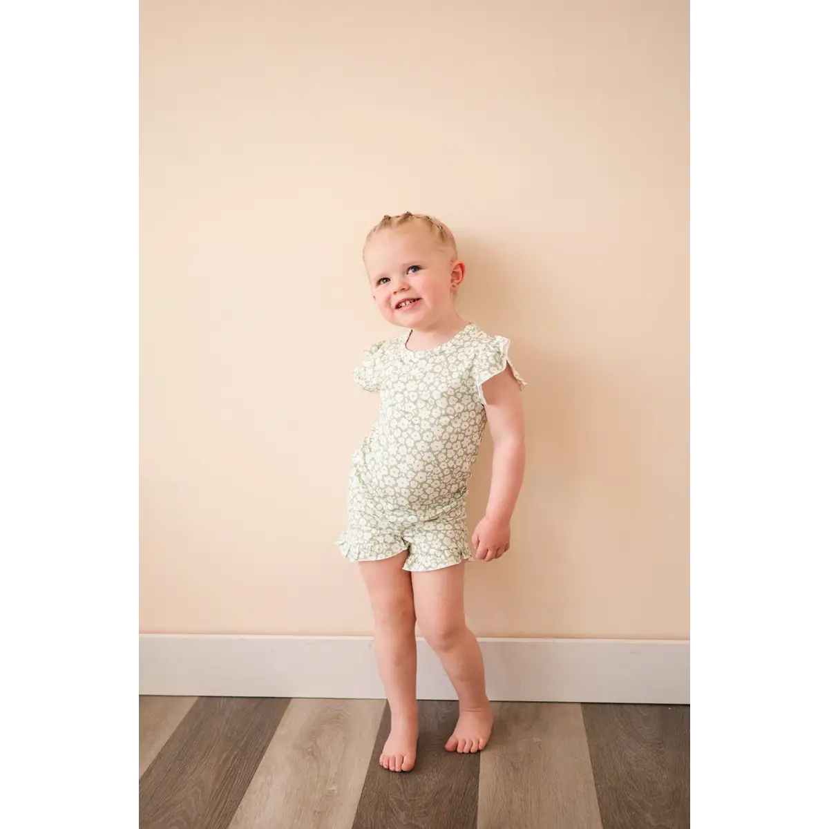 Two-Piece Short Set - Sage Ditsy Floral - Harp Angel Boutique