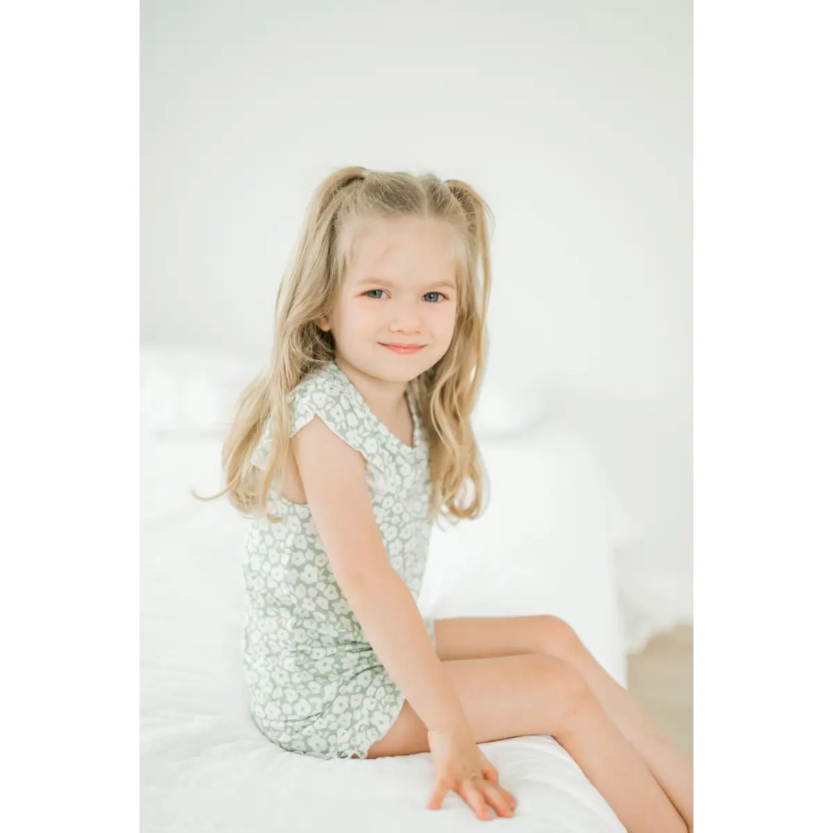 Two-Piece Short Set - Sage Ditsy Floral - Harp Angel Boutique