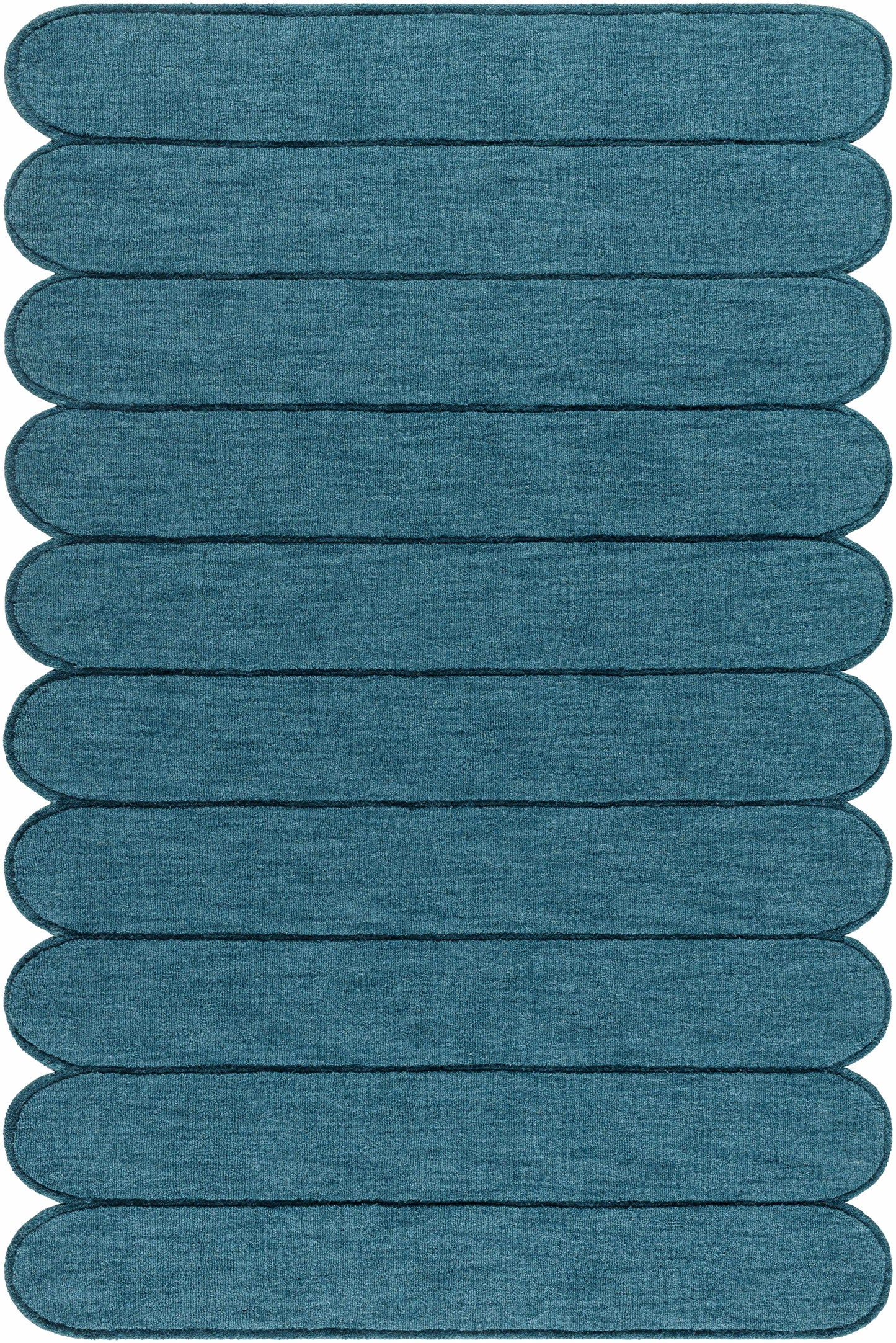 Modern Blue Scalloped Wool Area Rug - 5’ x 7’6’’ Rectangle - Boutique Rugs