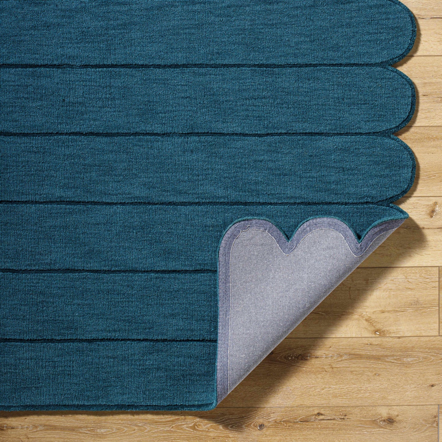 Modern Blue Scalloped Wool Area Rug - Boutique Rugs