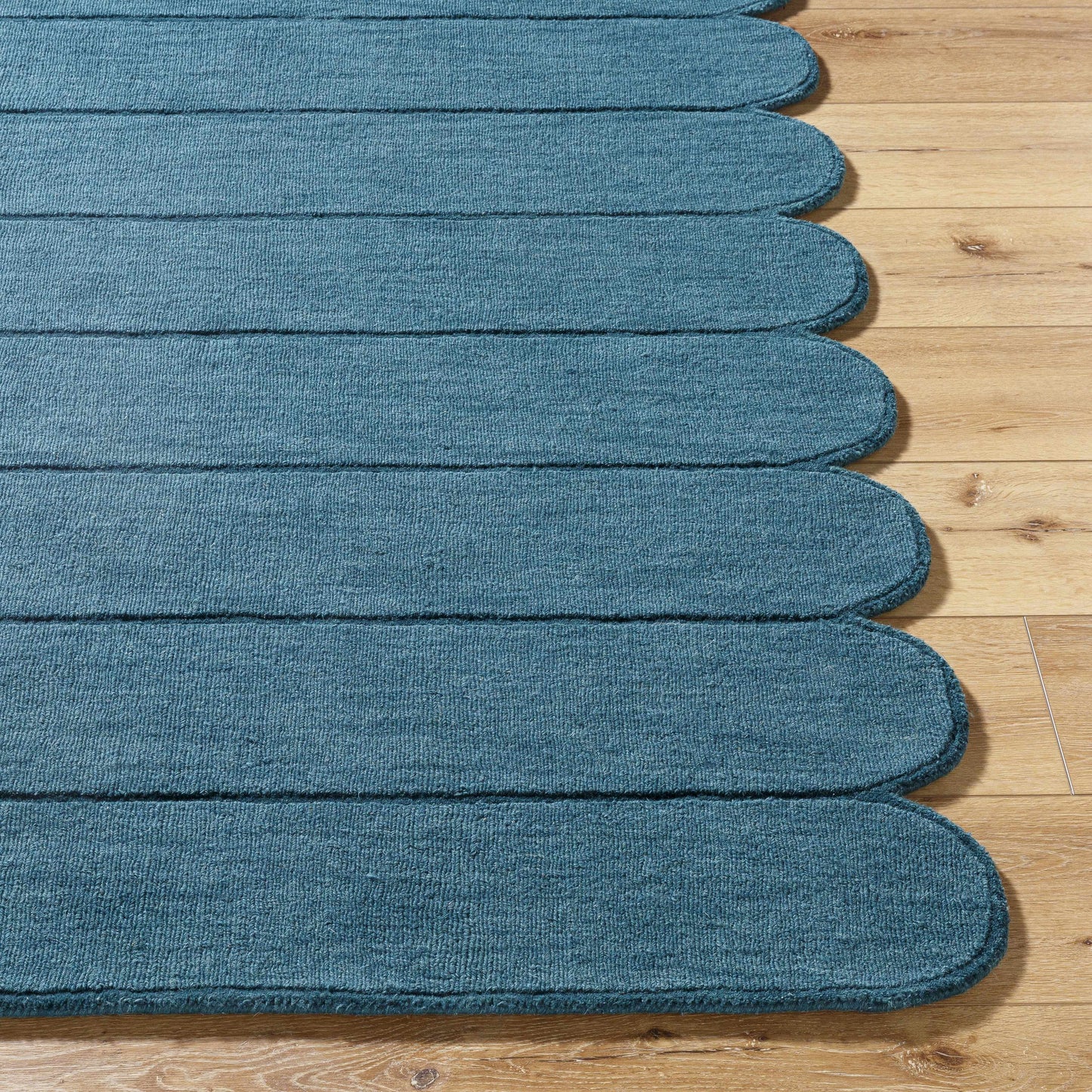 Modern Blue Scalloped Wool Area Rug - Boutique Rugs
