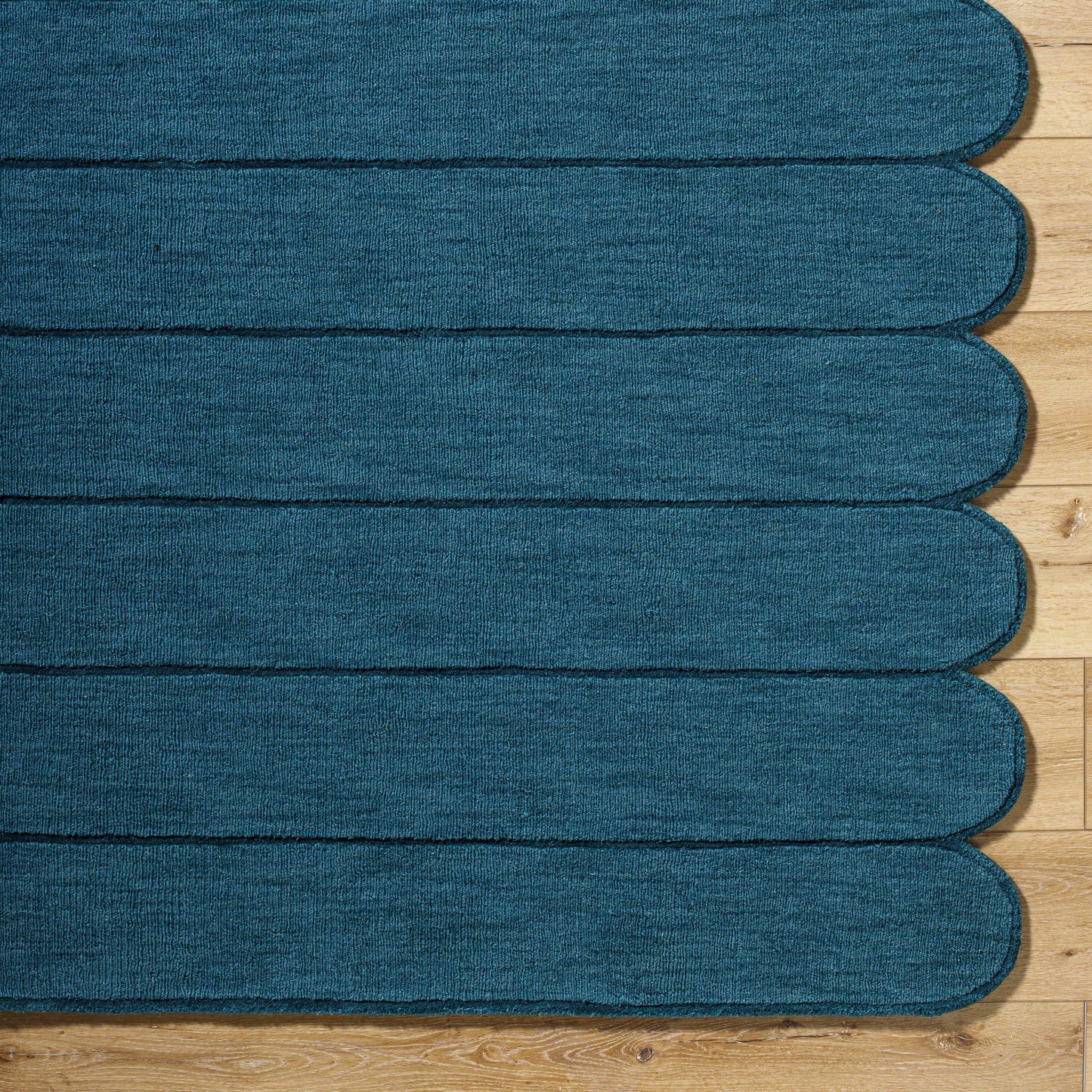 Modern Blue Scalloped Wool Area Rug - Boutique Rugs
