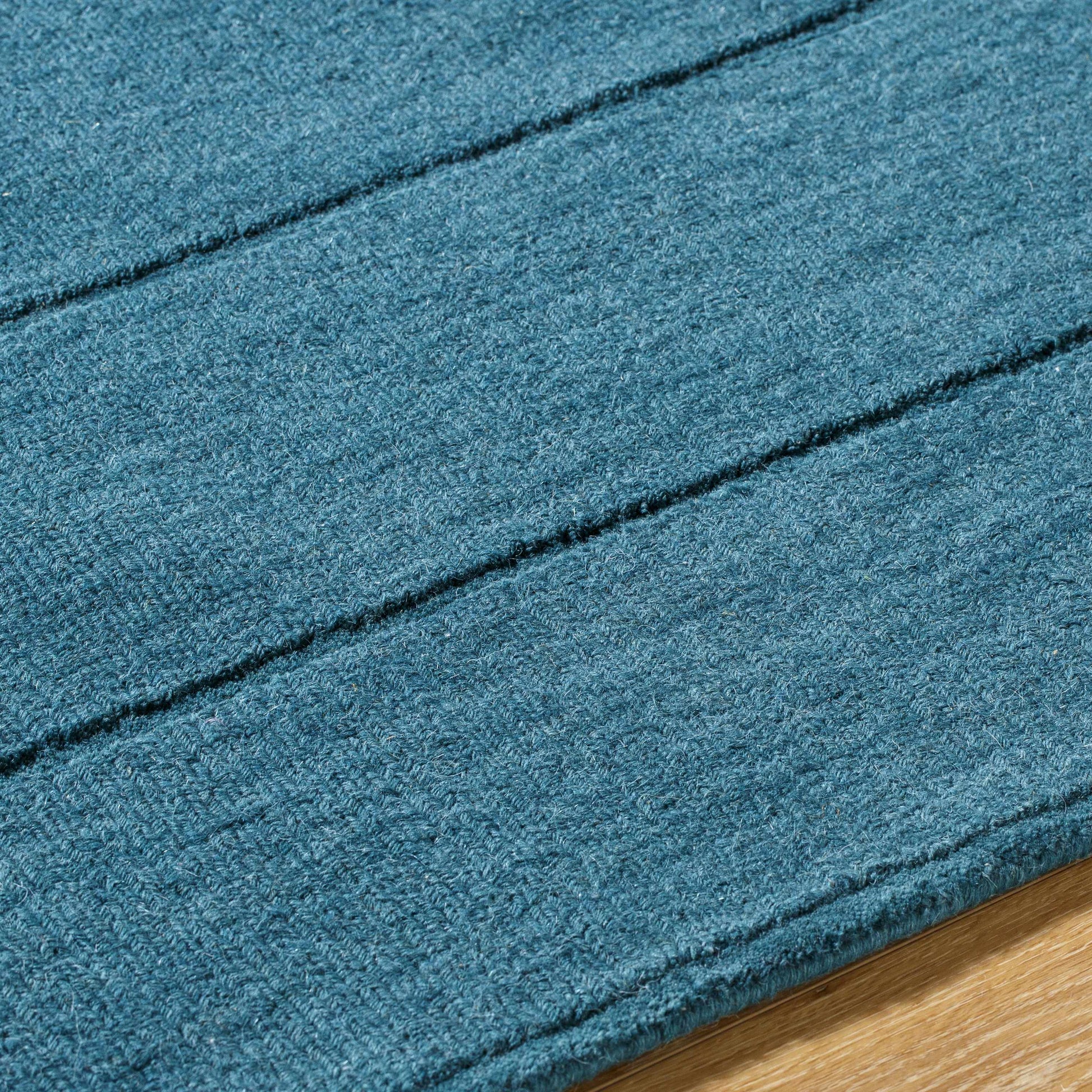 Modern Blue Scalloped Wool Area Rug - Boutique Rugs