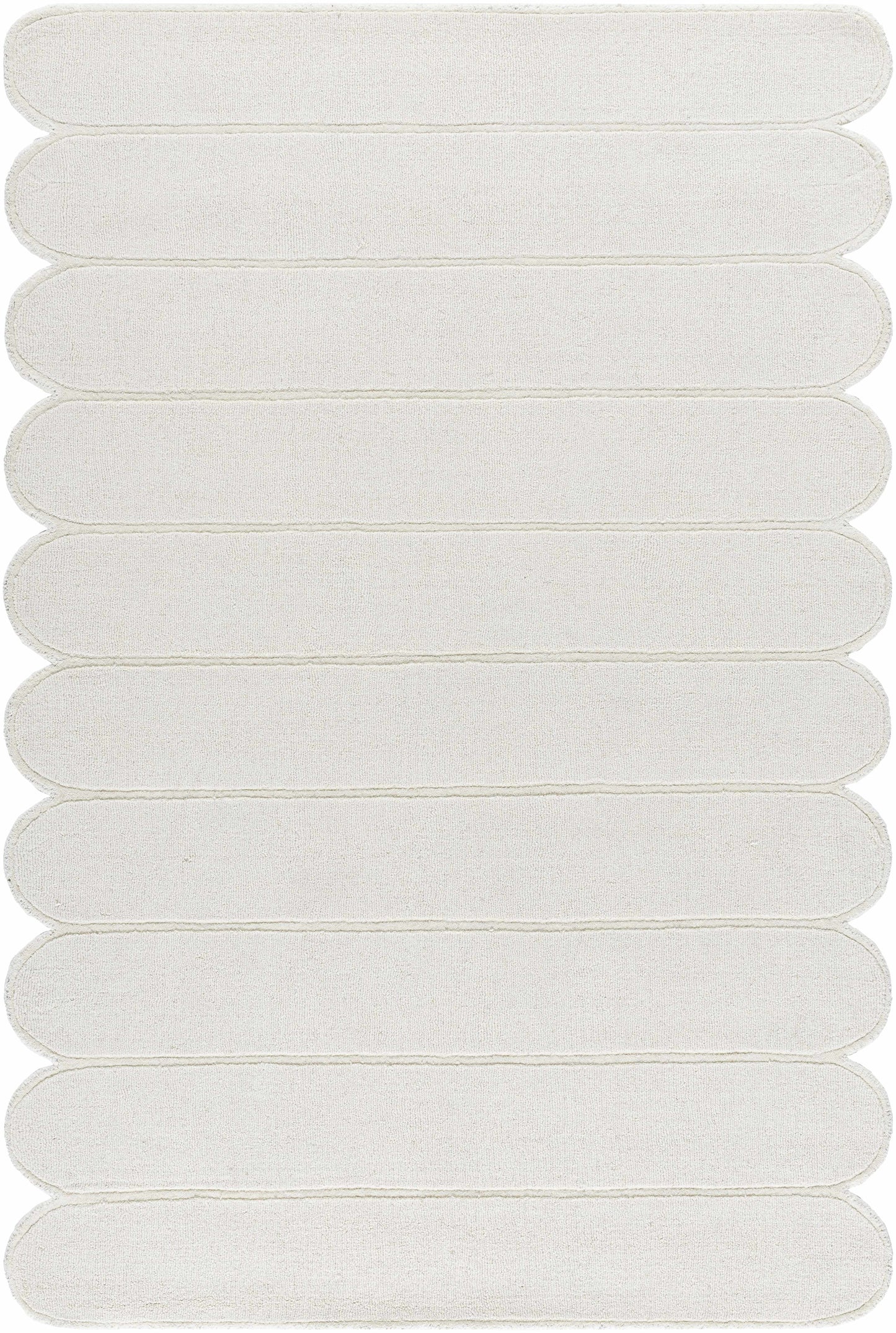 White Wool Area Rug with Scallop Edge - 5’ x 7’6’’ Rectangle - Boutique Rugs