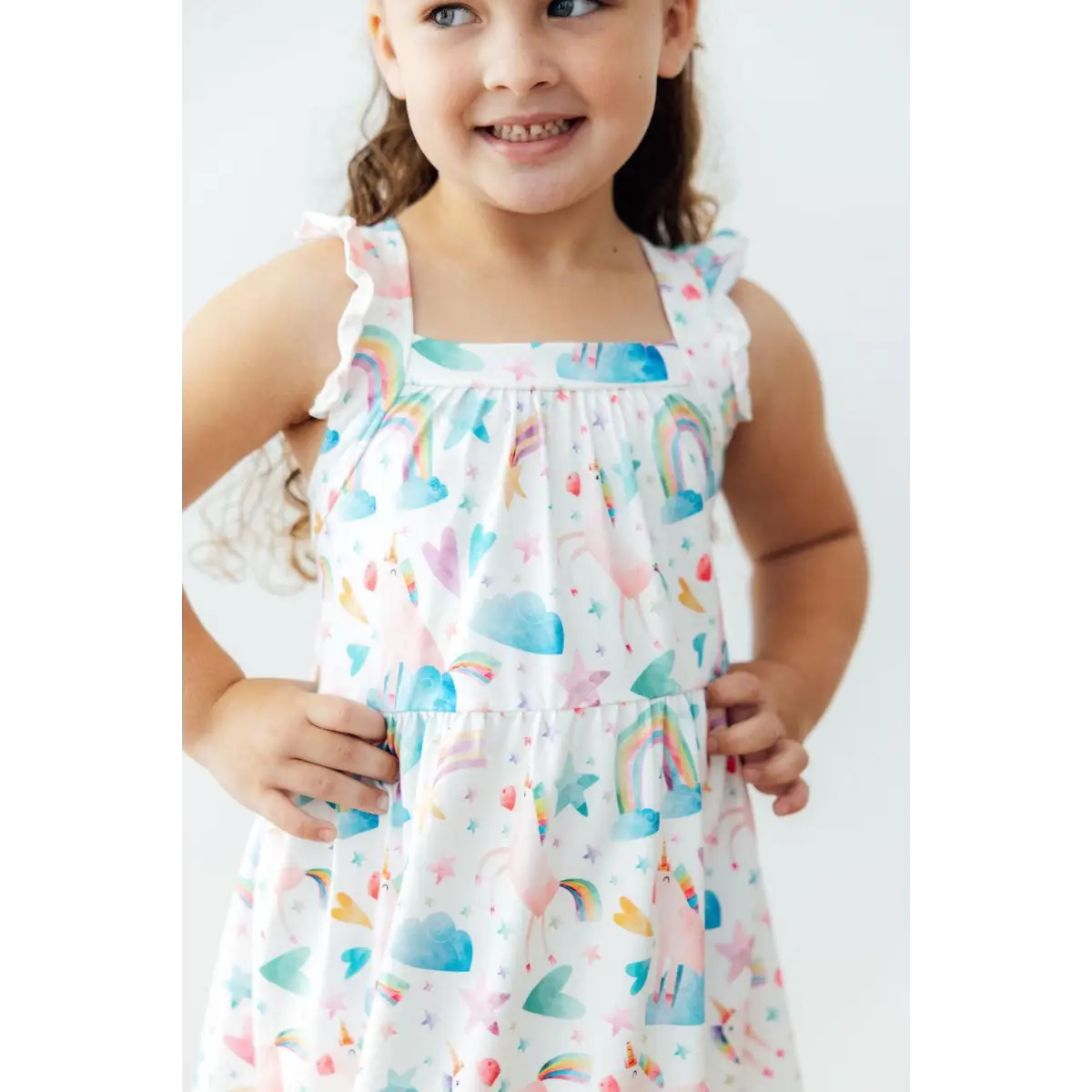 Ruffle Cross Back Dress - Unicorn Kisses - 2T - Mila & Rose ®