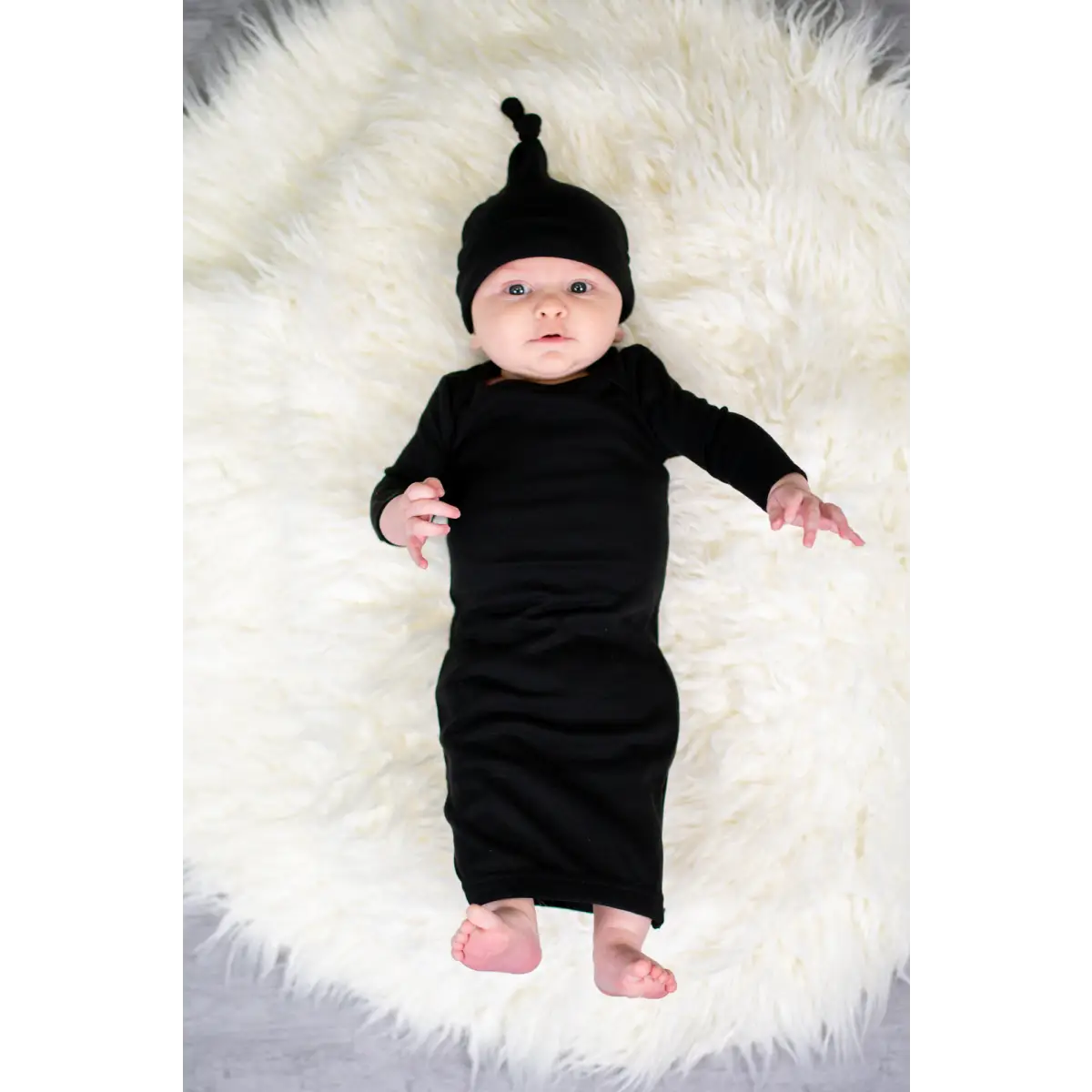 Unisex Long Sleeve Baby Gown - 0-3 Month / Black - ARB Blanks