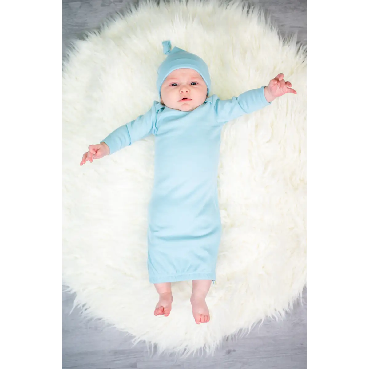 Unisex Long Sleeve Baby Gown - 0-3 Month / Baby Blue - ARB Blanks