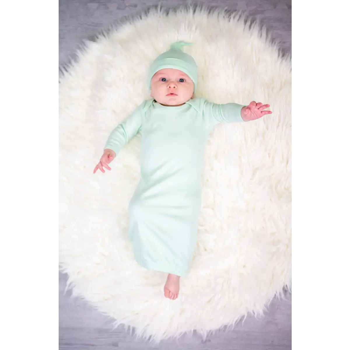 Unisex Long Sleeve Baby Gown - 0-3 Month / Mint - ARB Blanks