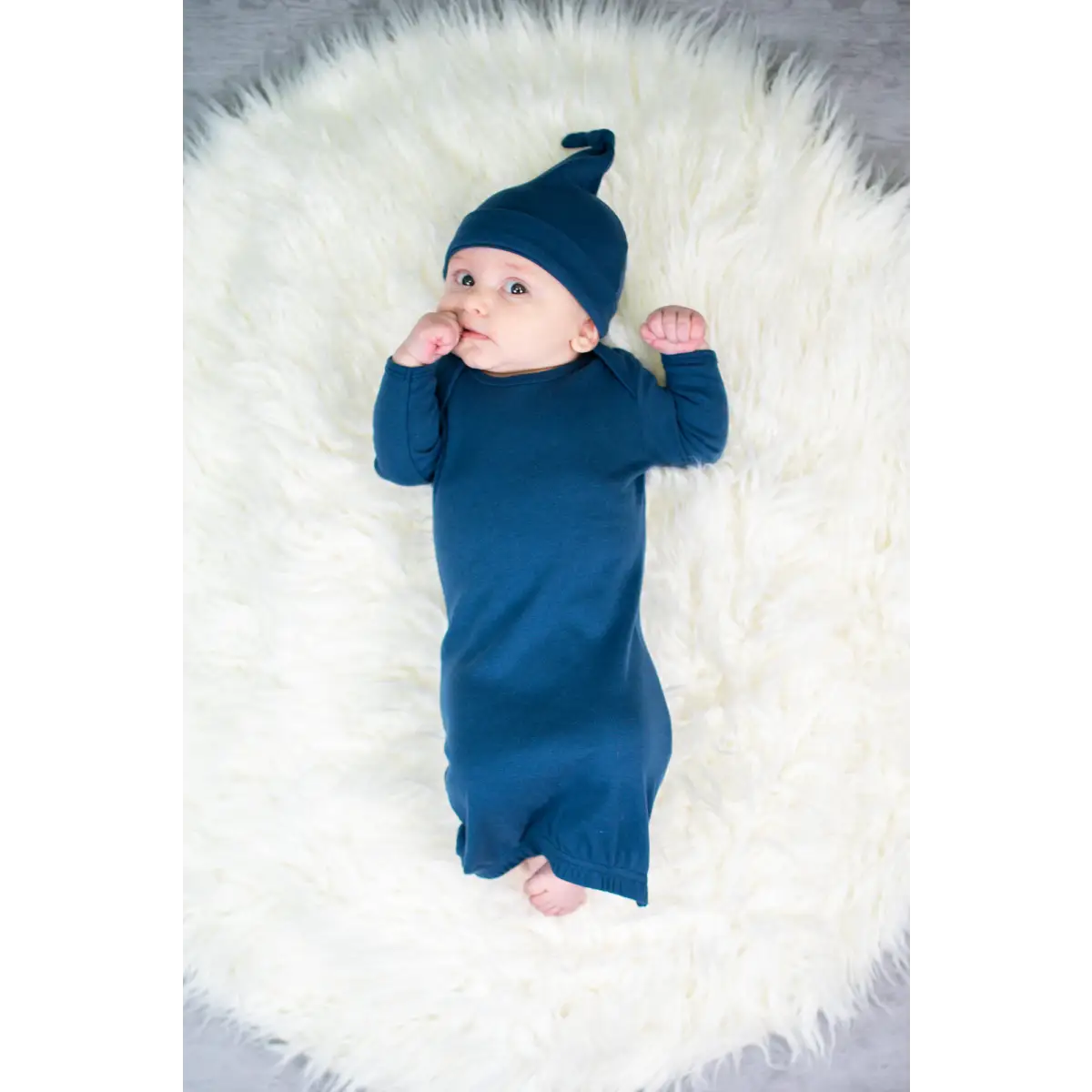 Unisex Long Sleeve Baby Gown - 0-3 Month / Navy - ARB Blanks