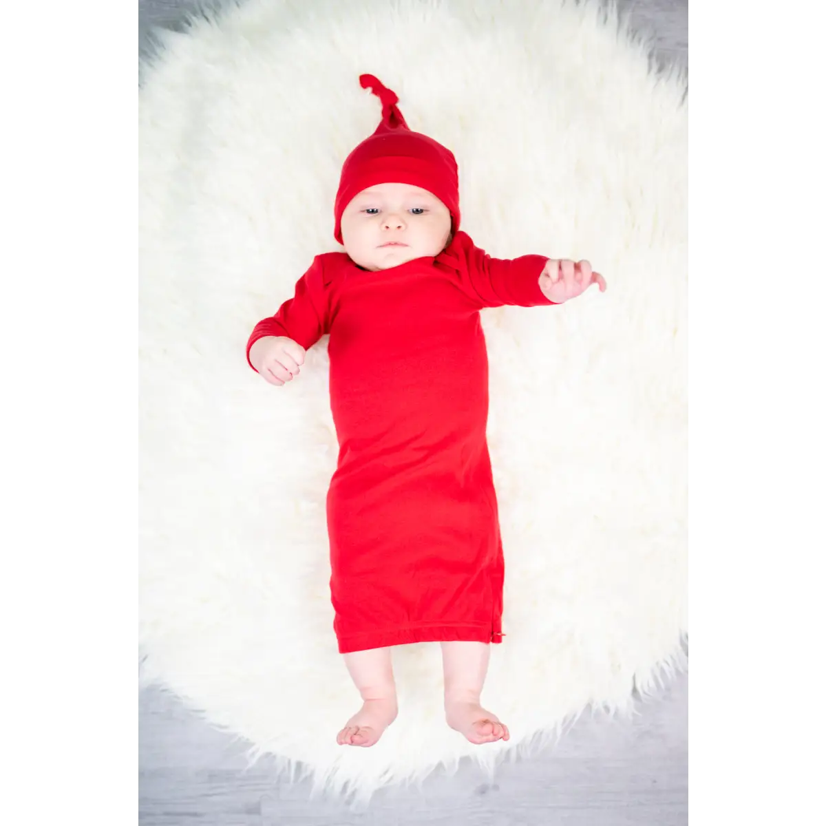 Unisex Long Sleeve Baby Gown - 0-3 Month / Red - ARB Blanks