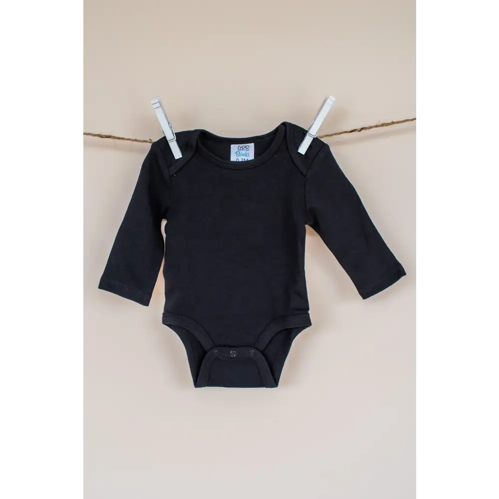 Unisex Long Sleeve Lap Shoulder Bodysuit - Black / 0-3 Month - ARB Blanks