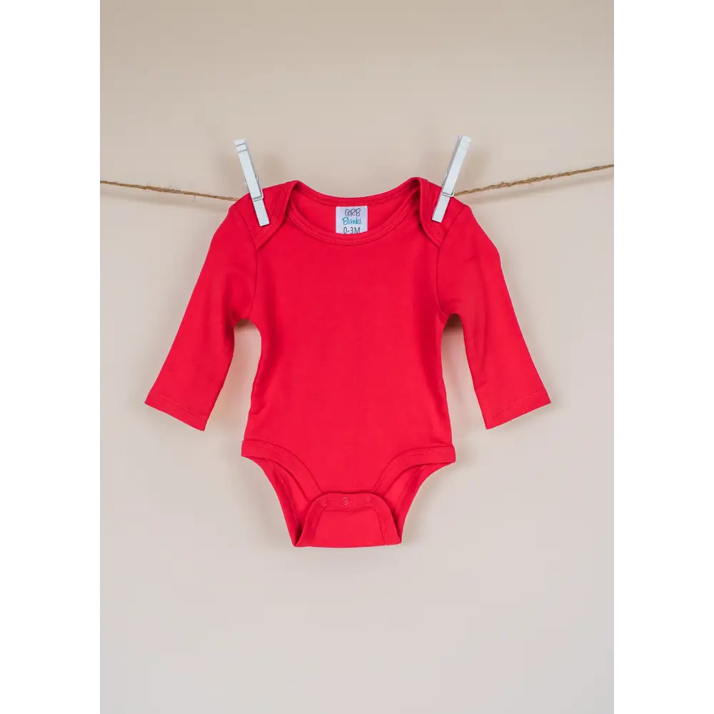 Unisex Long Sleeve Lap Shoulder Bodysuit - Red / 0-3 Month - ARB Blanks