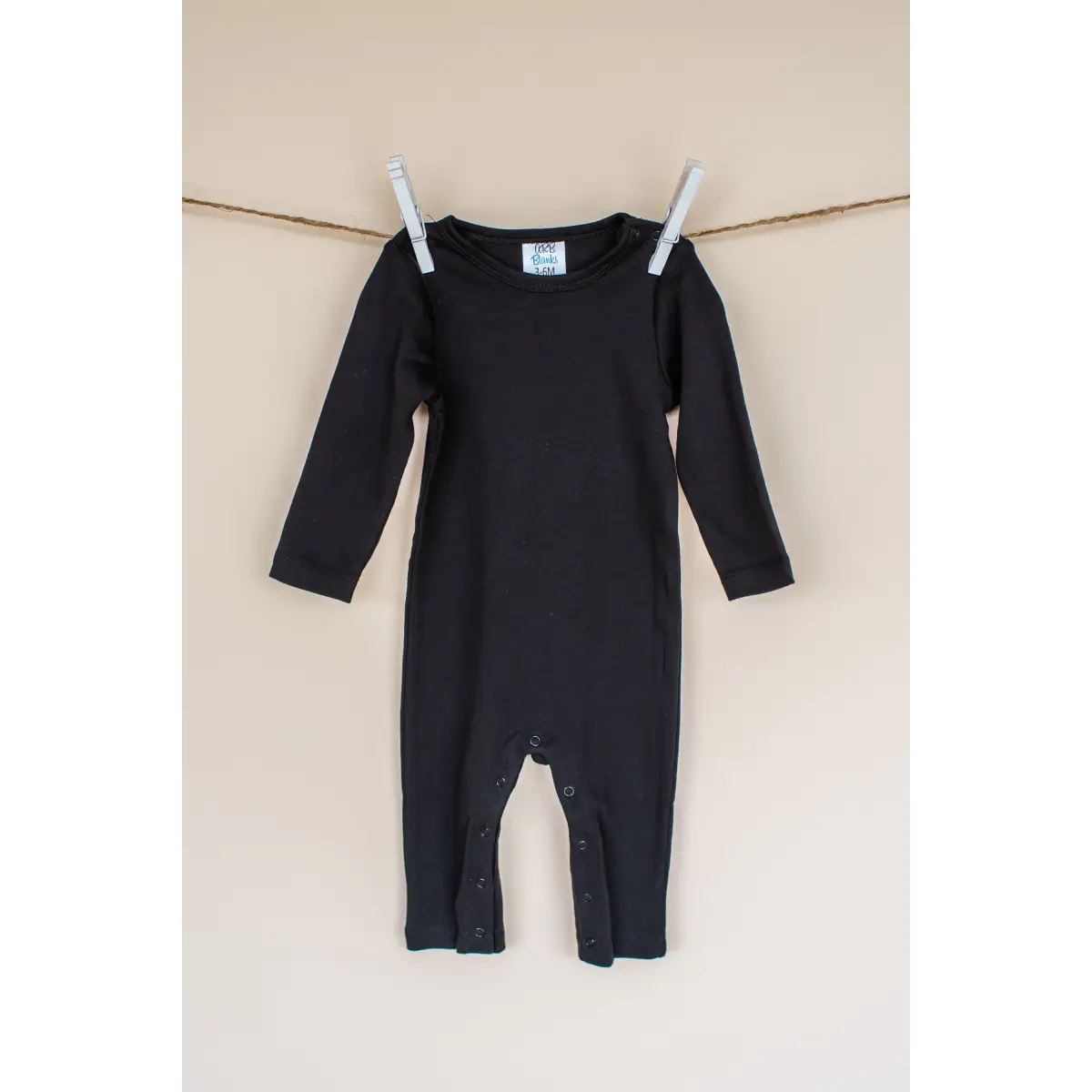Unisex Long Sleeve Rompers - Black / 3-6 Month - ARB Blanks