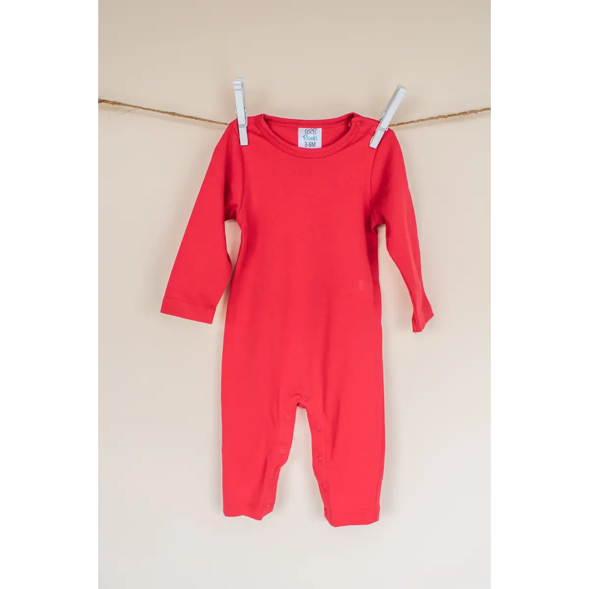 Unisex Long Sleeve Rompers - Red / 3-6 Month - ARB Blanks